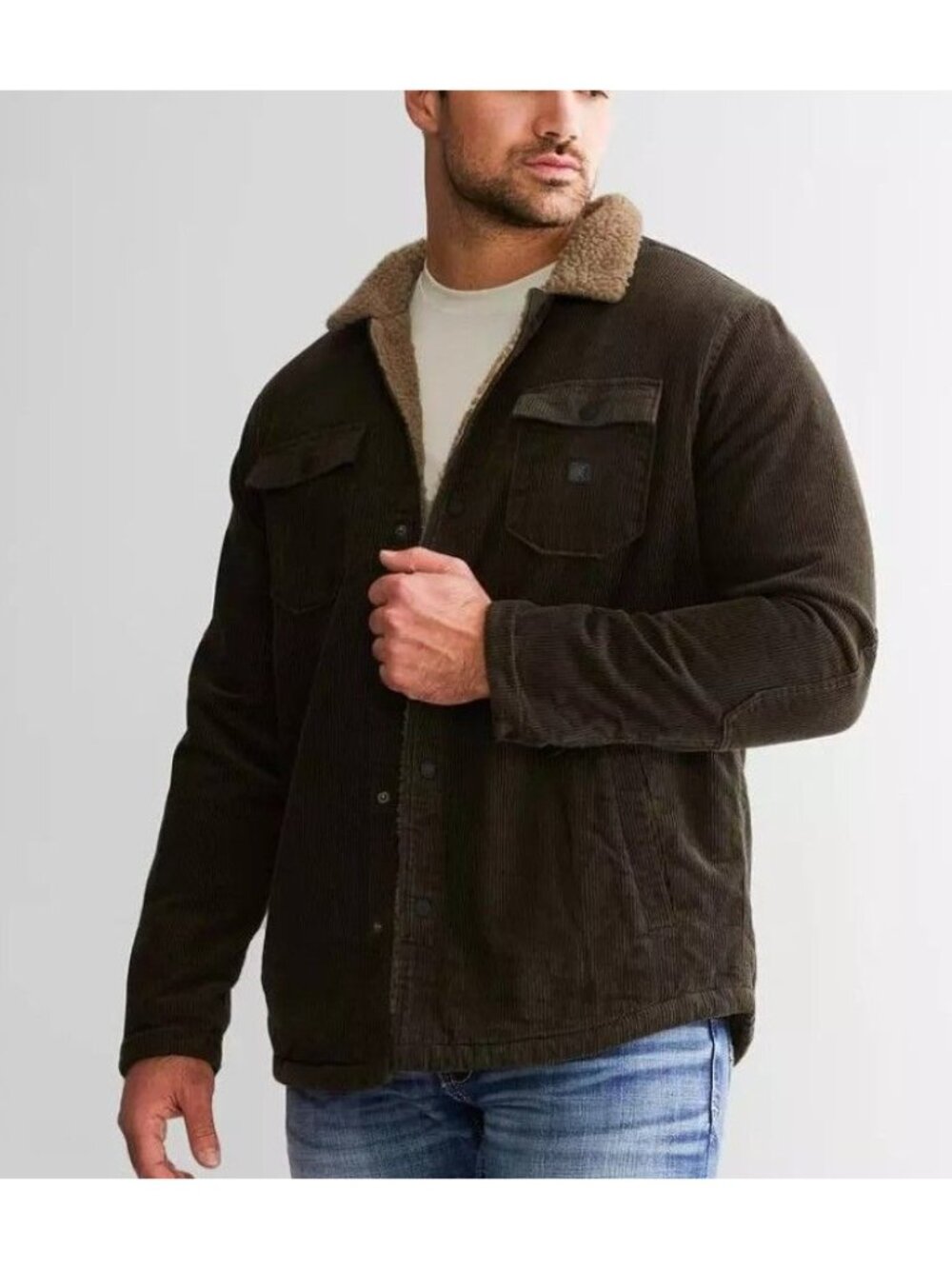 Roark Hebrides Jacket Sherpa Lined Corduroy in Dark Brown Size Large